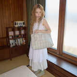 summer check shoulder bag green
