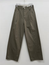 121 One Tuck Cotton Wide Pants