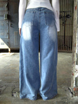 Wrap washing wide denim-PT