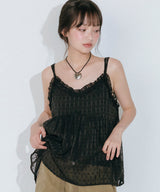 DOT CHIFFON SLEEVELESS BLOUSE (BLACK)