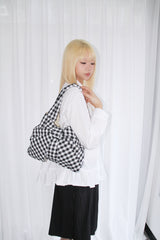 check ribbon shoulder bag