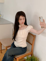 #ハノレイヤードリブ半袖Tシャツ + ローズタイセット (3color)