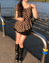 Even Asymmetrical Check Blouse