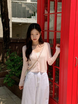 #Viscose Rib Crop V-neck Cardigan (6color)