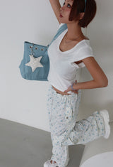 Flower cargo string jogger & wide pants