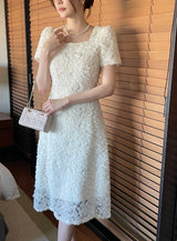 ラブスクエアフラワーフレアワンピース