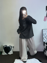 レタリングオフショルダーUネックロングスリーブTシャツ 🩶🤍🖤3カラー