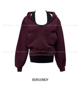 POEN Slit Button Halter Layered Hoodie
