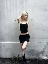 1359. Stud suede low mini sk (2color)