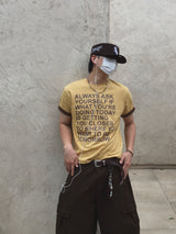 パイクド カラーリング ロールアップ ショートスリーブ Tシャツ 5C