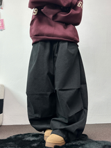 ツーピンタックリベットベルトバルーンロングパンツ🤎🖤💙3カラー