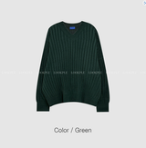  Isabelle Vienna V-Neck Loose Fit Ribbed Long Sleeve Knit