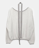 Mebin Lip-Neck Color-Block One-Off-Shoulder Wool Long-Sleeve Knit