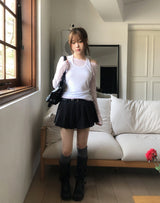 ノキストライププリーツミニスカート