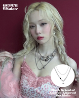 [Aespa Winter,Purplekiss Dosie Pick](Surgical Steel) Black Oriental Square Layered Necklace