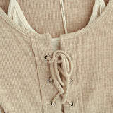 Lace Up Halter Golji T-Shirt  231330483