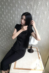 26SS★ [ EEUN MADE ] ロゼット ボタン トップス