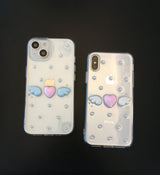 [MADE] ドットエンジェルレジンケース(heart-pink & wings-white)