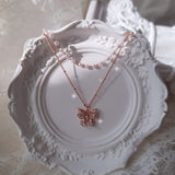 [IU Necklace] バタフライフェアリーレイヤードネックレス - Rosegold Color