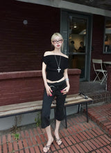 Low Pinstripe Capri Slacks