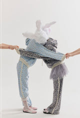 rabbit fluffy pants grey