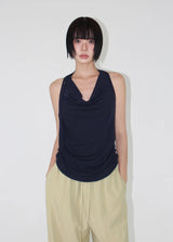 STRAP HALTER SHIRRING TOP