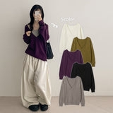 ボタン ディープV ニット(5 colors)