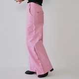 leather mix snap pants