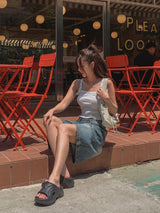 Point buckle ribbed sleeveless