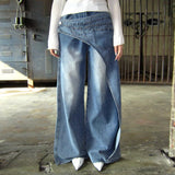 Wrap washing wide denim-PT