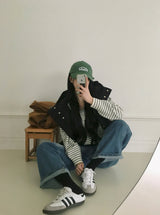 [BELLIDE MADE] ルーズフィットストライプVネックニット