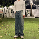 サイドブラッシュウォッシュワイドデニムパンツ