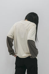 レイヤードストライプTシャツ イエロー