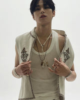 [The Boyz Juyeon, New Worn] コンパスエンブレムマザーオブパール925シルバー+ 14kゴールドメッキ調節可能なサイズリングR030-04G