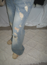  Arc-Damage Distressed Vintage Semi-Bootcut Denim Jeans