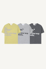 ディスターブ ストライプ プリント Tシャツ