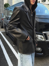 Roric Two-Button Leather Blazer