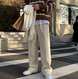 ファーストマイルドコーデュロイブラッシュドバンディングワイドパンツ