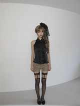Silk Ruffled Blouse (Black)