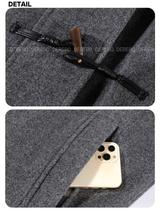 wool checkered hooded toggle quilting quilted long coat
