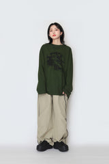 ウェーブレタリング長袖Tシャツ