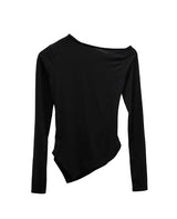 インクペインティングフラワーワンショルダーオフTシャツ