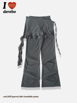cool frill layered skirt bendable pants