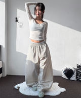 Ribbond Check Elastic Waist Balloon Long Pants 3 Colors