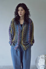 BOUCLE BOHEMIAN HERITAGE CARDIGAN (Blue)
