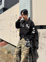 UNICORN VARSITY EMBLEM SWEAT JACKET BLACK
