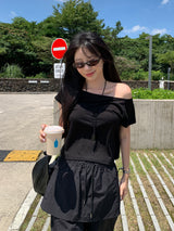 [MADE] アンバランスオフショルダーTシャツ