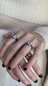 Black flower 2ring SET