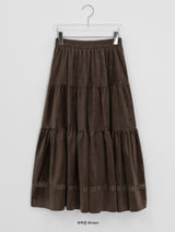 Kiron Velvet Lace Banding Long Skirt