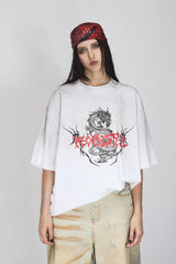ビンテージドラゴンプリントオーバーサイズTシャツ
